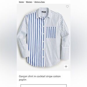 J Crew Garçon Shirt in Cocktail Stripe Cotton Poplin